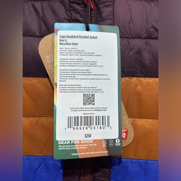 Cotopaxi Men’s Large Capa Insulated Hooded Jacket Wine Blue Violet NWT Puff - Picture 6 of 10